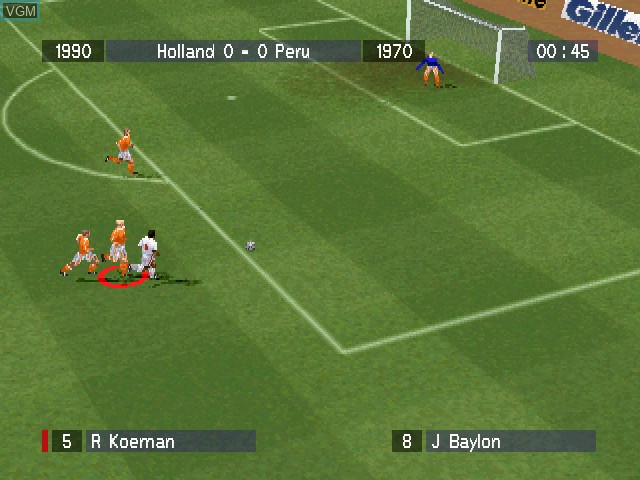 In-game screen of the game Viva Soccer on Sony Playstation