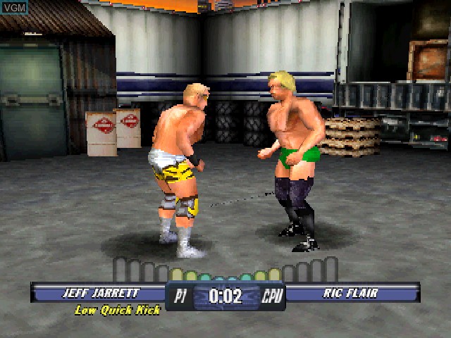 In-game screen of the game WCW Backstage Assault on Sony Playstation