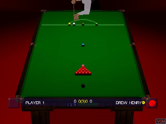 In-game screen of the game World Championship Snooker on Sony Playstation