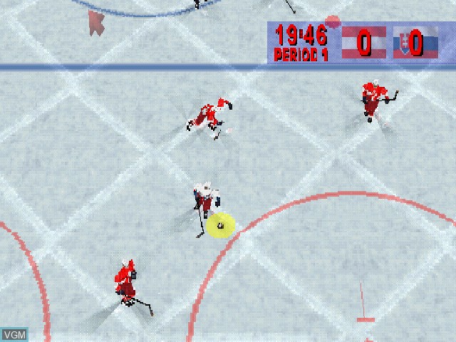 In-game screen of the game Actua Ice Hockey on Sony Playstation