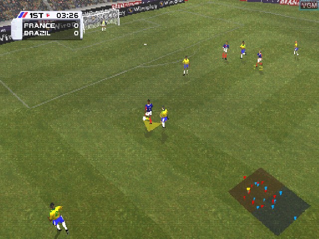 In-game screen of the game Actua Soccer 3 on Sony Playstation