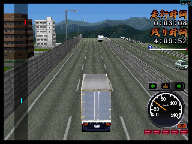 In-game screen of the game Bakusou Dekotora Densetsu - Otoko Ippiki Yume Kaidou on Sony Playstation