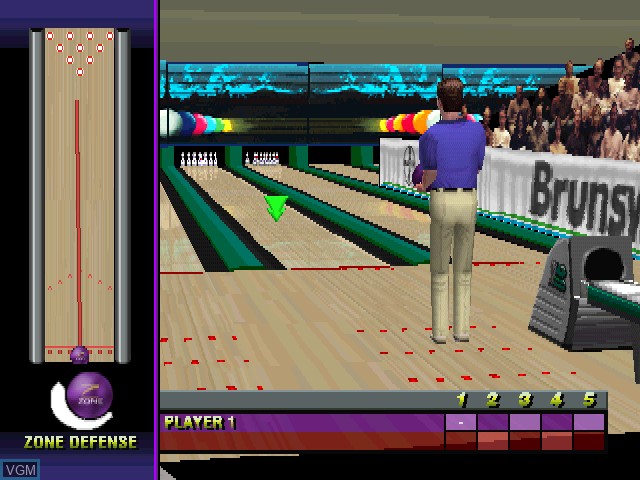 In-game screen of the game Brunswick Circuit Pro Bowling on Sony Playstation