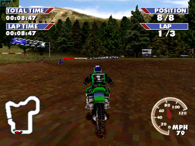 In-game screen of the game Championship Motocross Featuring Ricky Carmichael on Sony Playstation
