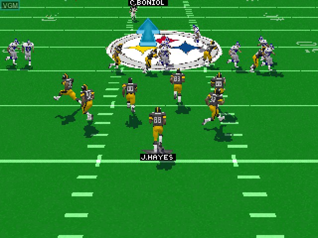 In-game screen of the game Madden NFL 97 on Sony Playstation