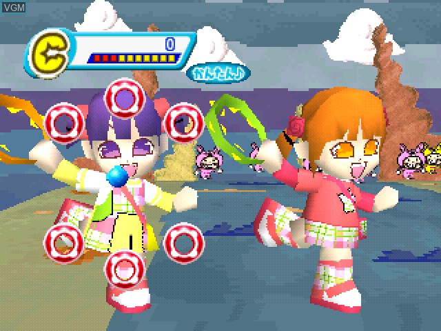 In-game screen of the game MiniMoni - Shaker and Tambourine! Dapyon! on Sony Playstation
