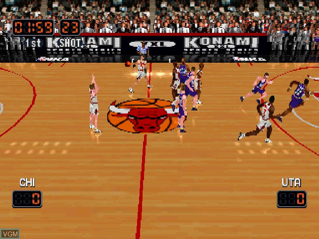 In-game screen of the game NBA In The Zone '99 on Sony Playstation