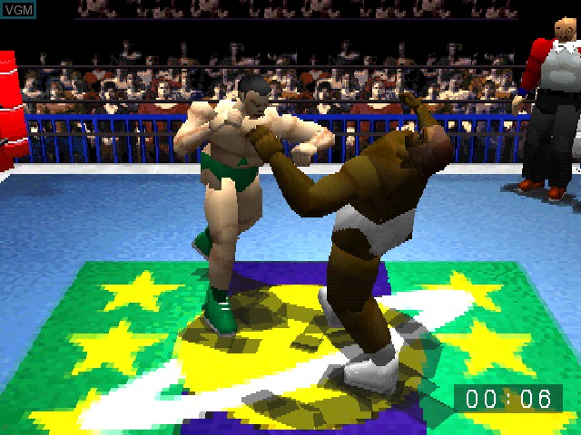 In-game screen of the game Pro Wrestling Sengokuden on Sony Playstation