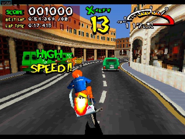 In-game screen of the game Radikal Bikers on Sony Playstation
