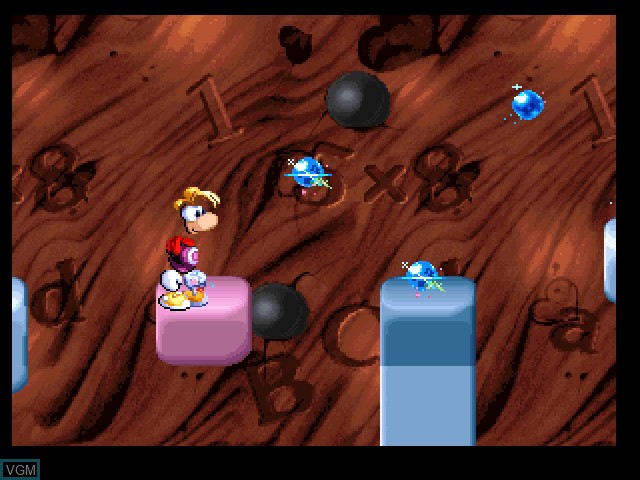 In-game screen of the game Rayman Junior - Level 1 on Sony Playstation