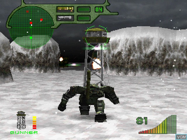 In-game screen of the game Shadow Gunner - The Robot Wars on Sony Playstation