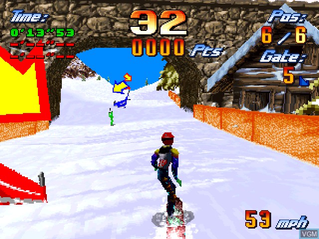 In-game screen of the game Snow Racer 98 on Sony Playstation