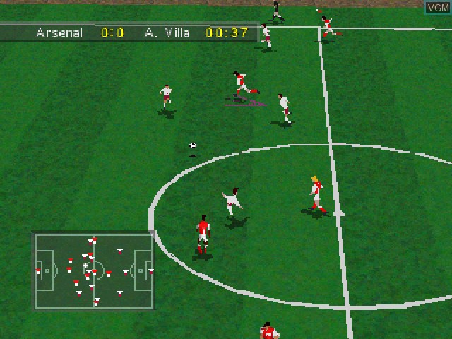 In-game screen of the game Soccer '97 on Sony Playstation