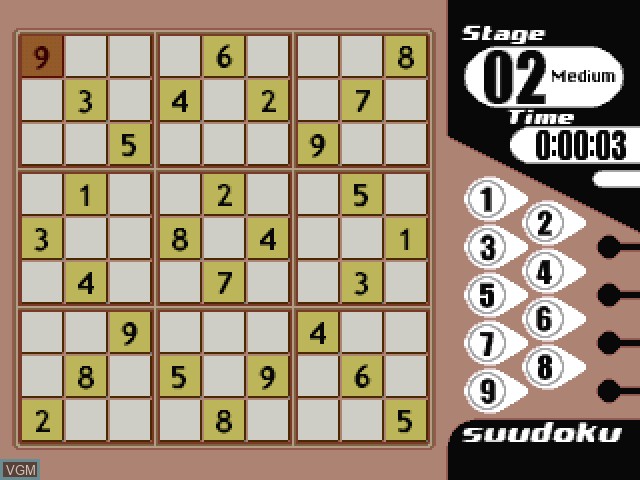 In-game screen of the game SuperLite 1500 Series - Suudoku 3 on Sony Playstation