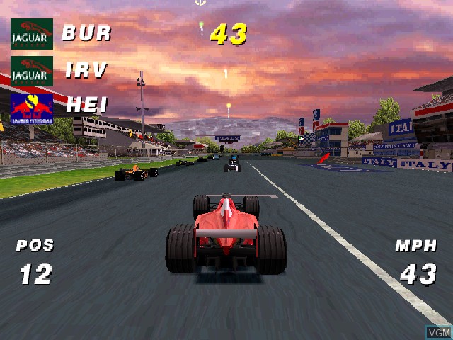 In-game screen of the game Formula One Arcade on Sony Playstation