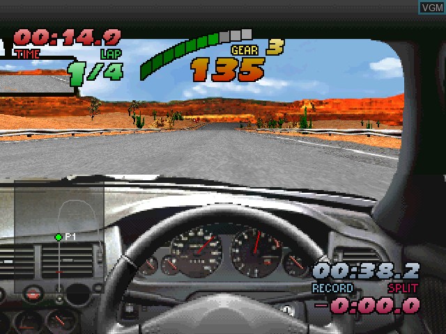 In-game screen of the game Over Drivin' Skyline Memorial on Sony Playstation