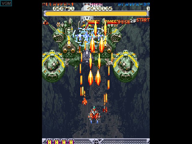 In-game screen of the game DoDonPachi on Sony Playstation