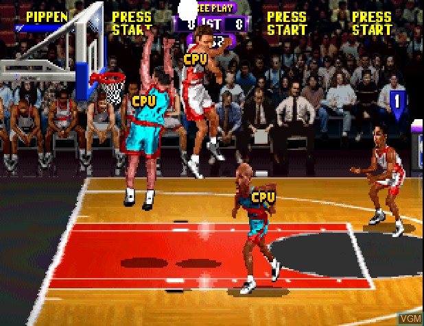 In-game screen of the game NBA Hangtime on Sony Playstation