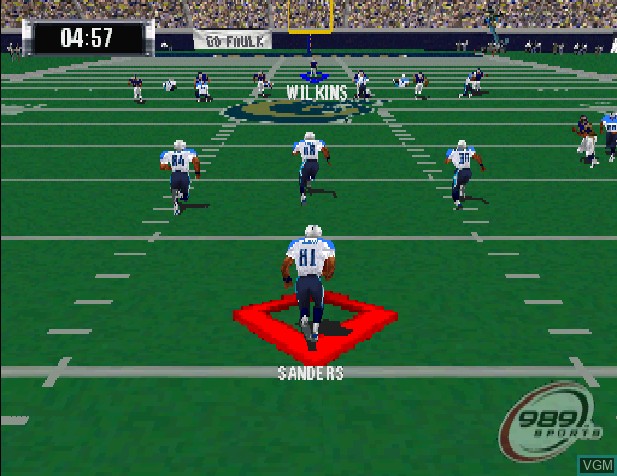 In-game screen of the game NFL GameDay 2001 on Sony Playstation