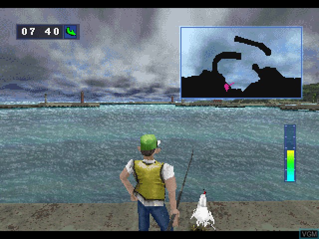 In-game screen of the game Uki Uki Tsuri Tengoku - Uokami Densetsu o Oe on Sony Playstation