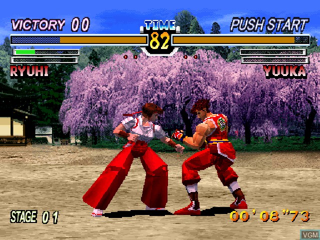 In-game screen of the game Virtual Hiryuu no Ken on Sony Playstation