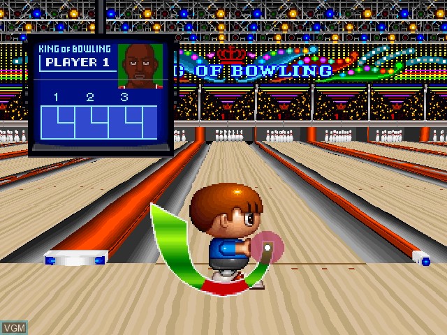 In-game screen of the game King of Bowling on Sony Playstation