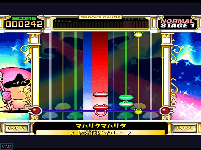 In-game screen of the game Pop'n Music Animation Melody on Sony Playstation
