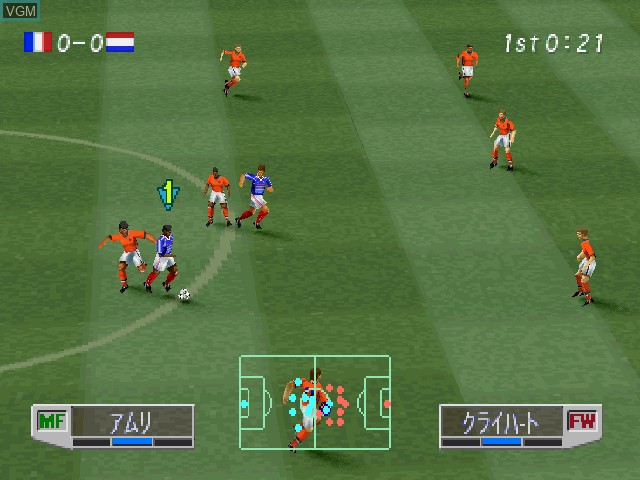 In-game screen of the game World Soccer Jikkyou Winning Eleven 3 Final Ver. on Sony Playstation