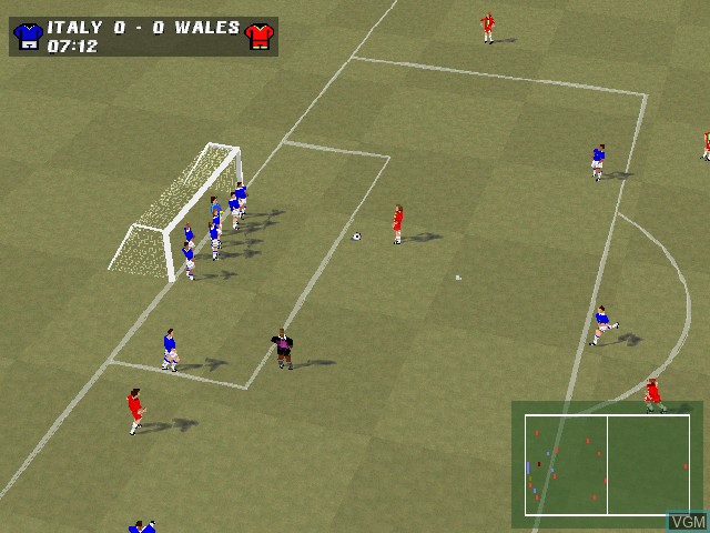 In-game screen of the game Super Match Soccer on Sony Playstation