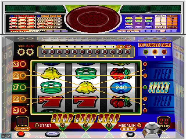 In-game screen of the game Jikki Pachi-Slot Tettei Kouryaku - Speed-CR Kinkakuji 3 on Sony Playstation