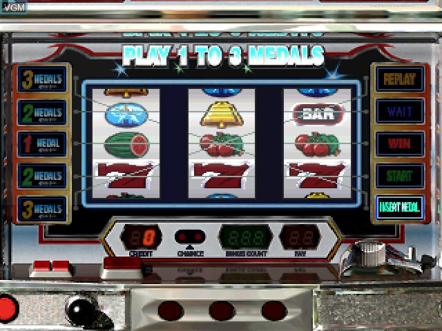 In-game screen of the game Pachi-Slot Kanzen Kouryaku - Universal Koushiki Gaido Volume 3 on Sony Playstation