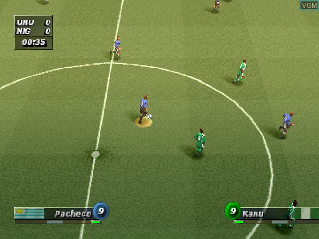 In-game screen of the game Ronaldo V-Football on Sony Playstation