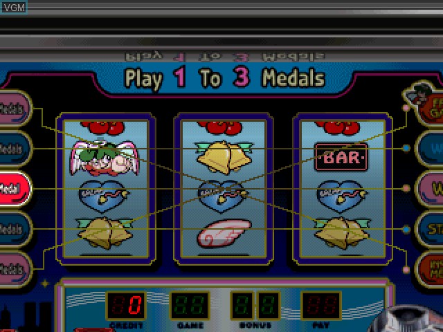In-game screen of the game Pachi-Slot Kanzen Kouryaku - Universal Koushiki Gaido Volume 1 on Sony Playstation