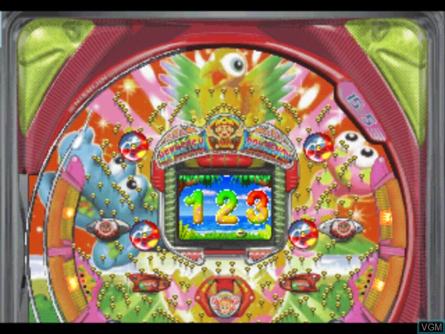 In-game screen of the game Hissatsu Pachinko Station Now 4 - Ore wa Nekketsu Bouken Ou da!! on Sony Playstation