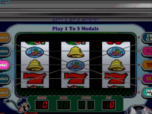In-game screen of the game Pachi-Slot Kanzen Kouryaku - Universal Koushiki Gaido Volume 2 on Sony Playstation