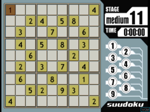 In-game screen of the game SuperLite 1500 Series - Suudoku 2 on Sony Playstation