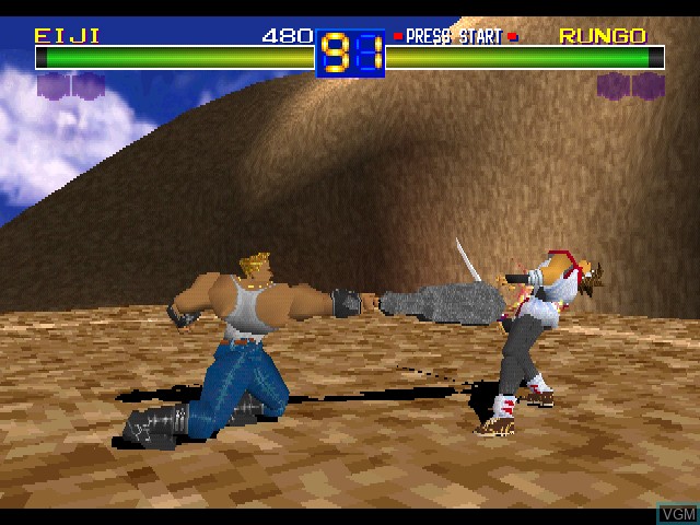 In-game screen of the game Battle Arena Toshinden on Sony Playstation