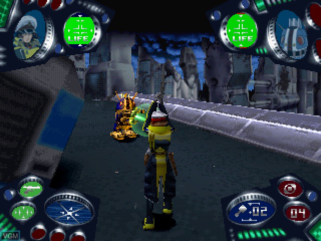 In-game screen of the game CosmoWarrior Rei on Sony Playstation