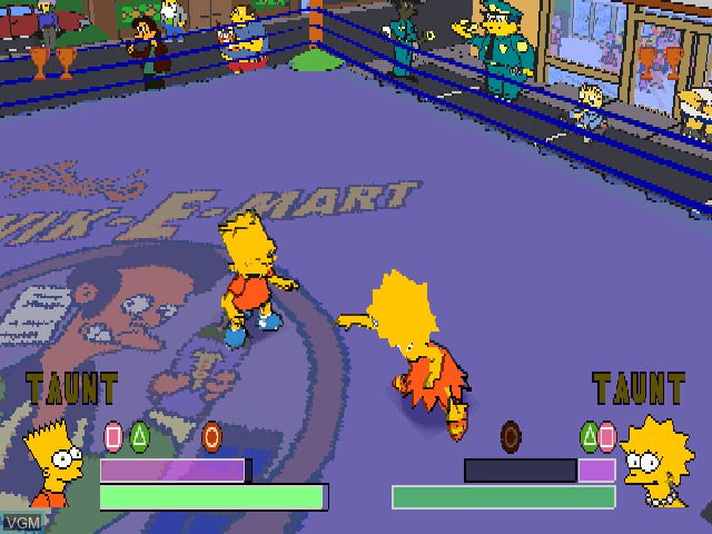 In-game screen of the game Simpsons, The - Wrestling on Sony Playstation