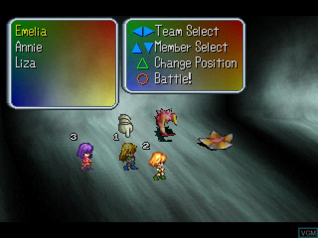 In-game screen of the game SaGa Frontier on Sony Playstation