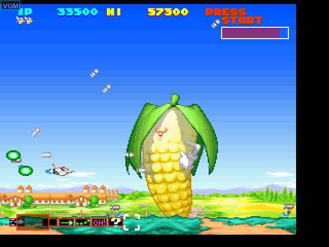 In-game screen of the game Sexy Parodius on Sony Playstation
