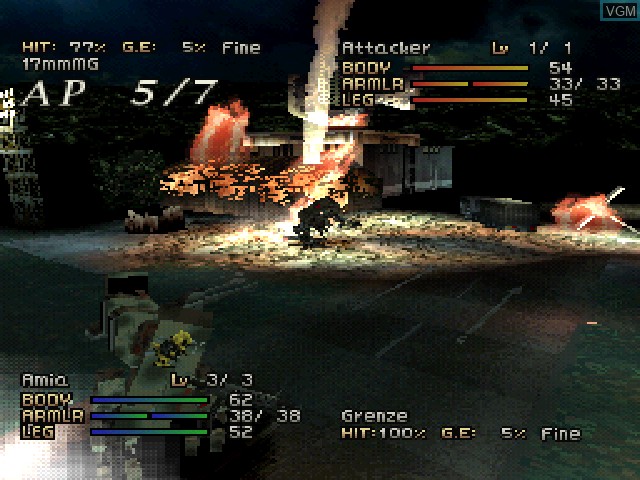 In-game screen of the game Front Mission 2 on Sony Playstation