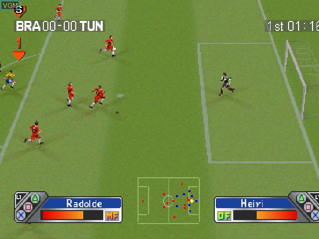 In-game screen of the game Super Shot Soccer on Sony Playstation