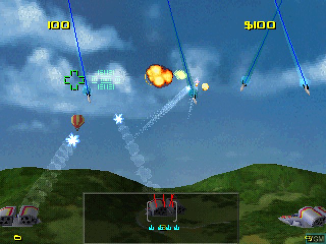 In-game screen of the game Missile Command on Sony Playstation