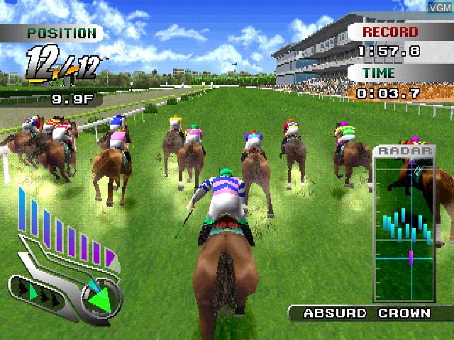 In-game screen of the game Gallop Racer on Sony Playstation