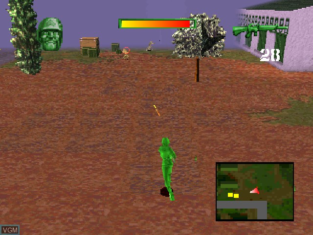 In-game screen of the game Army Men - Sarge's Heroes on Sony Playstation