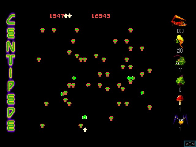 In-game screen of the game Centipede on Sony Playstation