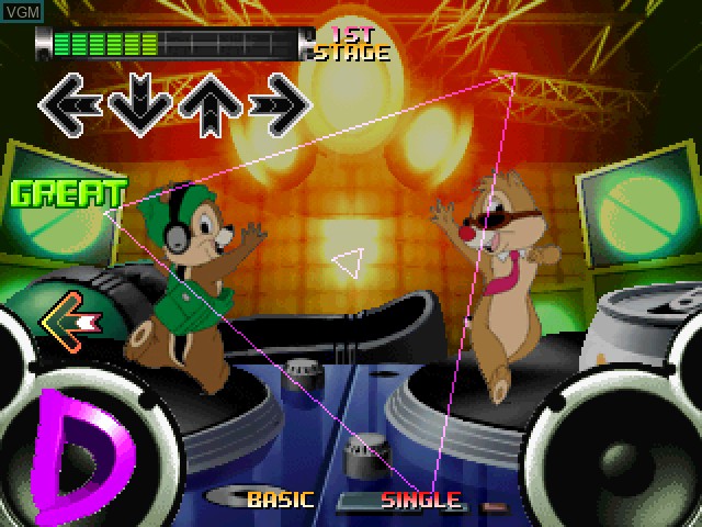 In-game screen of the game Dance Dance Revolution Disney Mix on Sony Playstation