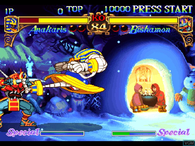 In-game screen of the game Darkstalkers - The Night Warriors on Sony Playstation