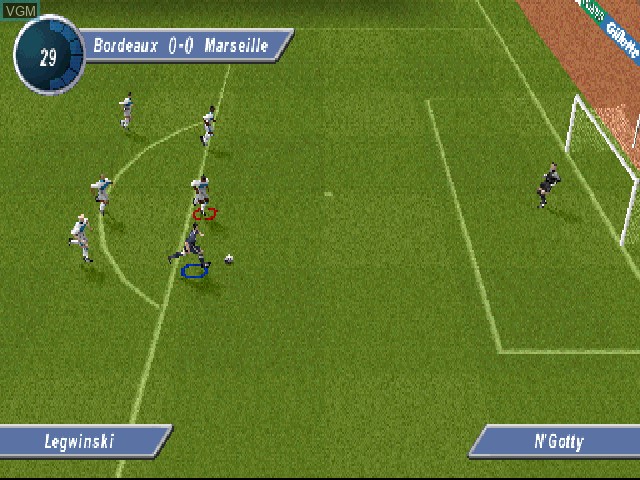 In-game screen of the game David Beckham Soccer on Sony Playstation